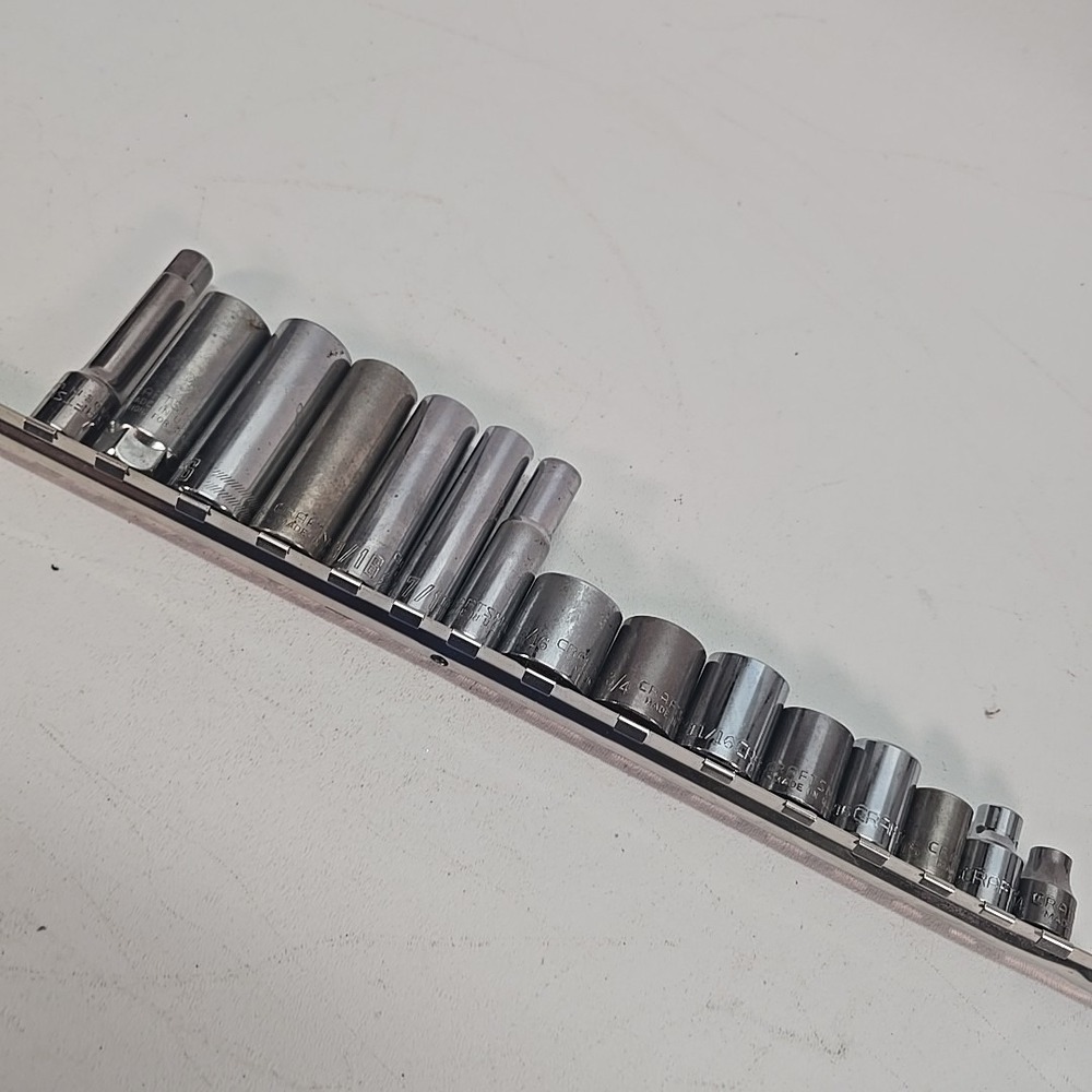 Craftsman 15 Piece 3/8" Drive SAE Socket Set Shallow Deep 3" Extension